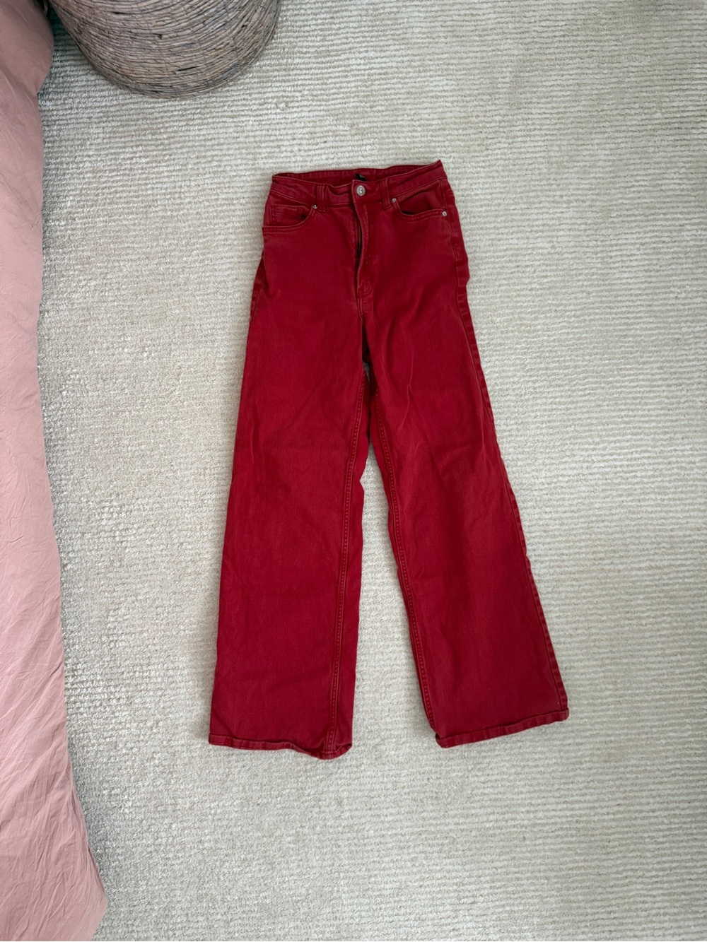 Divided Brick-Red Straight Leg Trouser pants